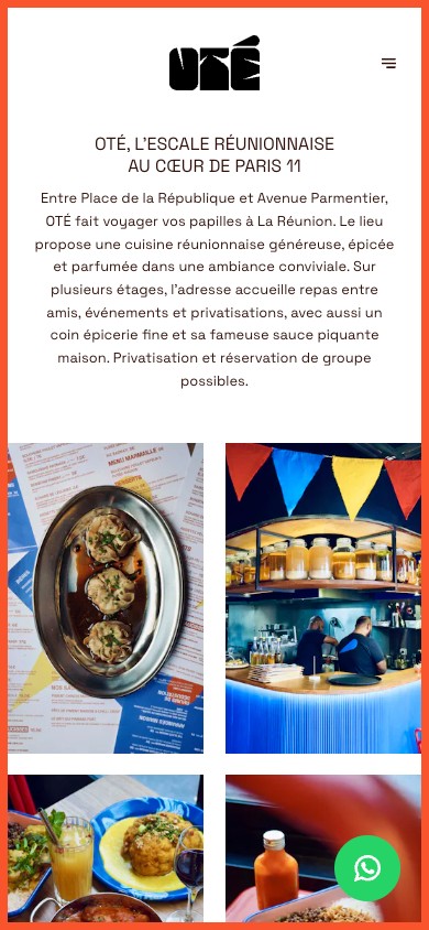 Site client Oté, Paris, version mobile