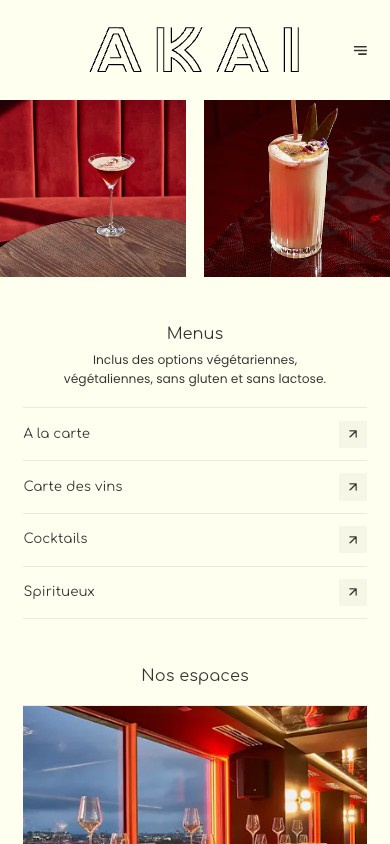 Site client Akai, Bruxelles, version mobile