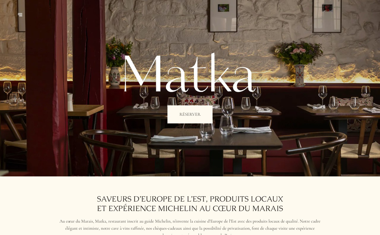 Site client Matka, Paris, version desktop