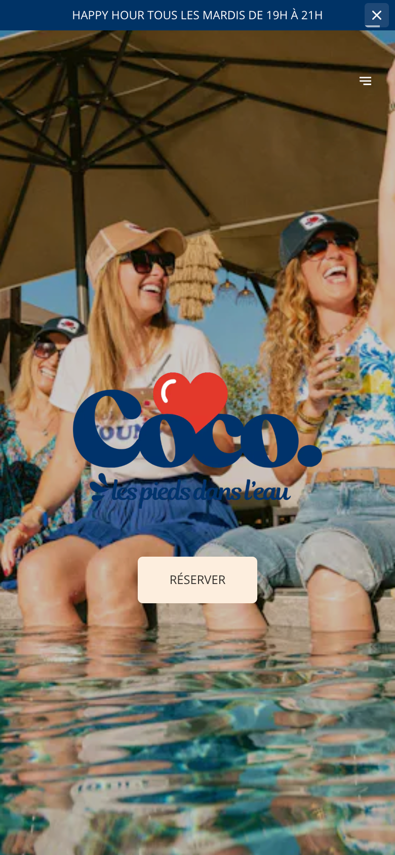 Site client Coco les pieds dans l'eau, version mobile