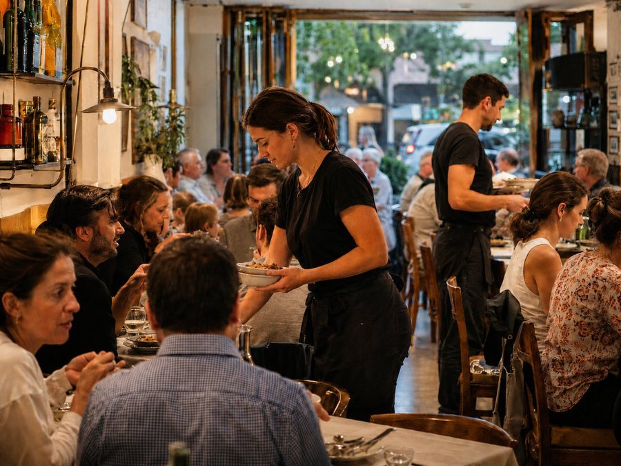 Salle de restaurant en service