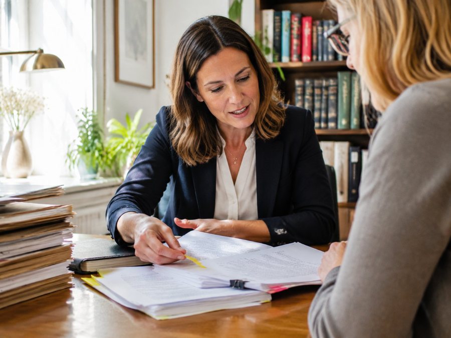 Avocate préparant un dossier