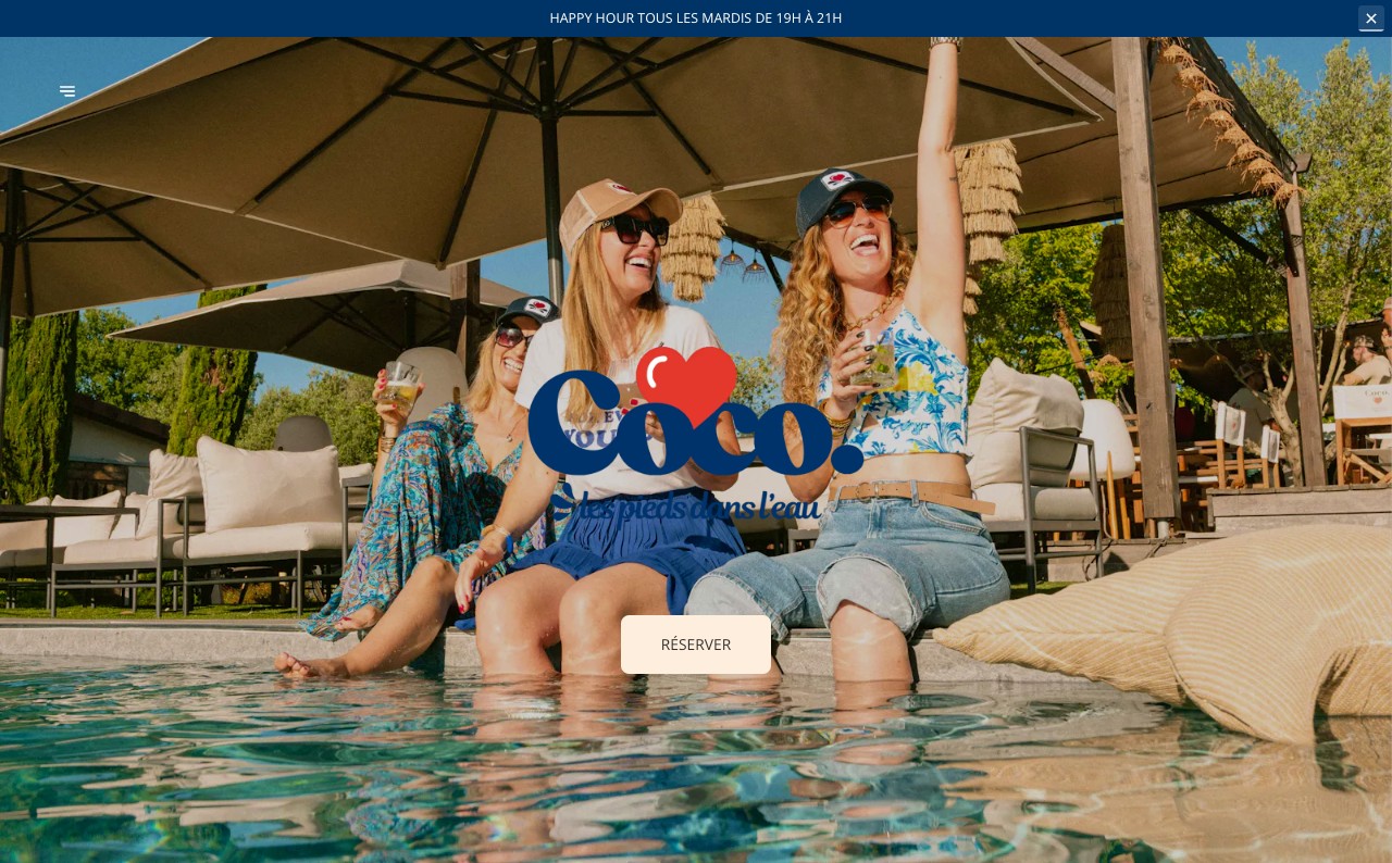 Site client Coco les pieds dans l'eau, version desktop