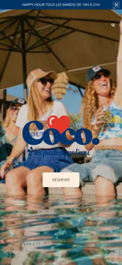 Site client Coco les pieds dans l'eau, version mobile