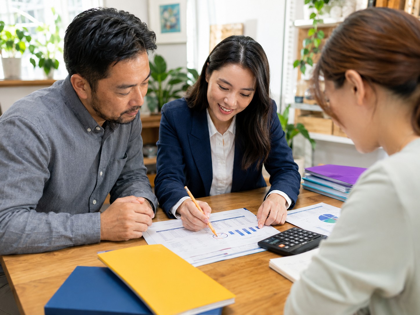 Comptable commentant un bilan avec ses clients
