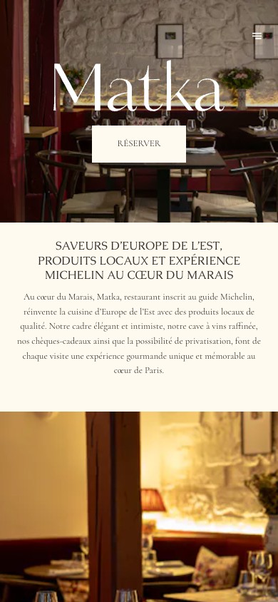 Site client Matka, Paris, version mobile